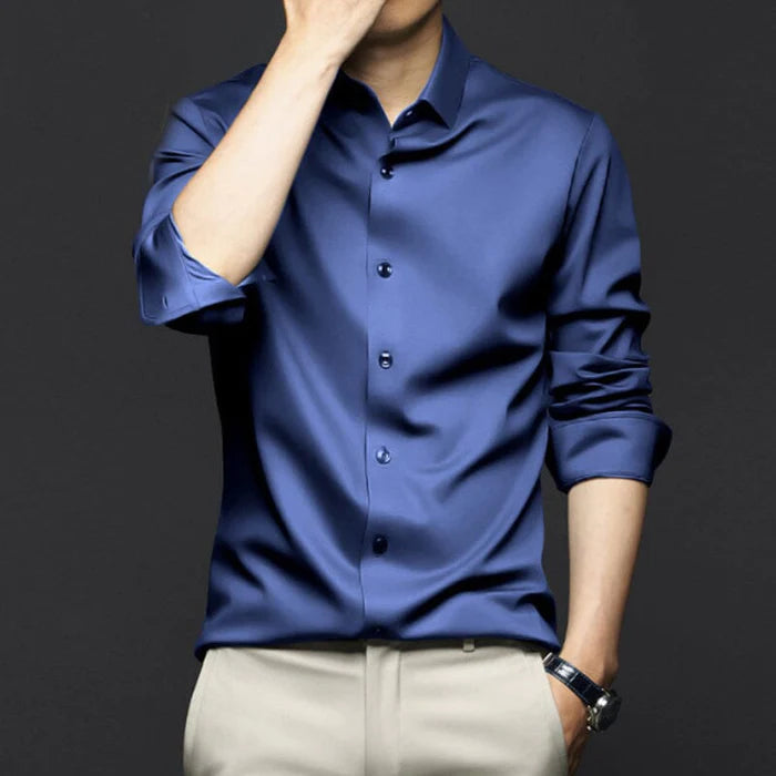 Camisa Social Masculina Anti Amassado - Seda Gelo