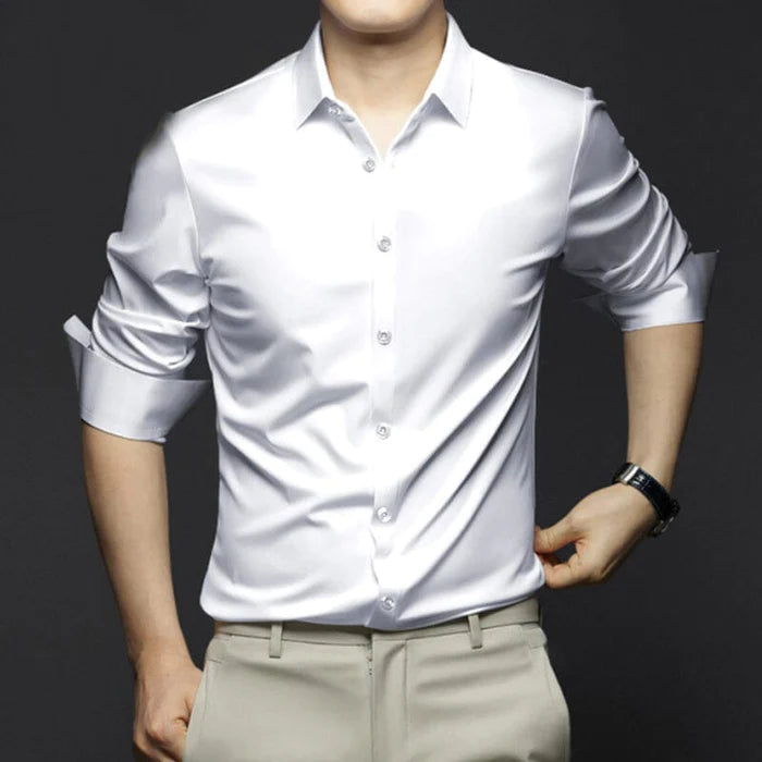 Camisa Social Masculina Anti Amassado - Seda Gelo