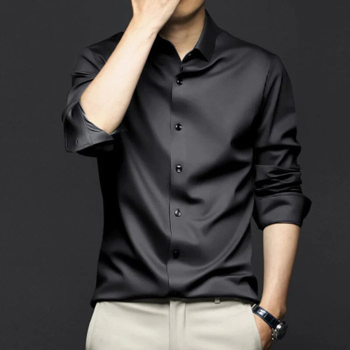 Camisa Social Masculina Anti Amassado - Seda Gelo