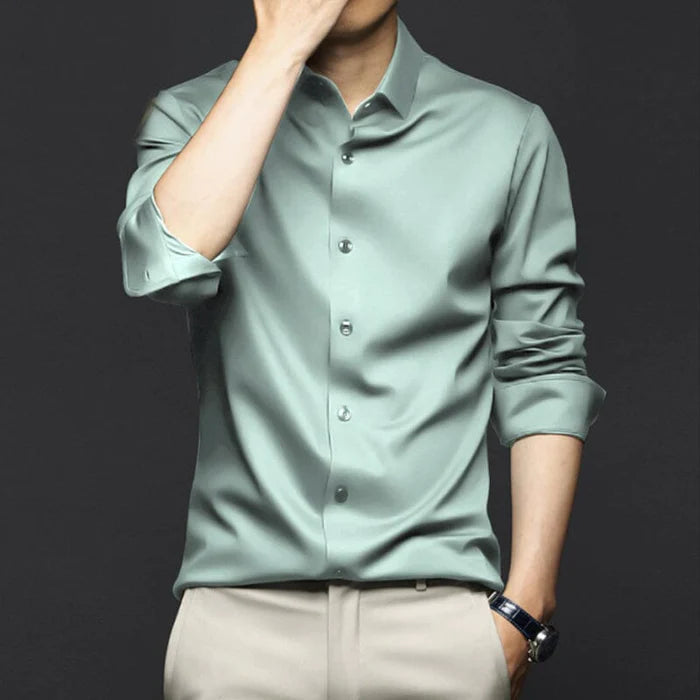 Camisa Social Masculina Anti Amassado - Seda Gelo