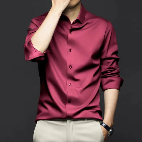 Camisa Social Masculina Anti Amassado - Seda Gelo