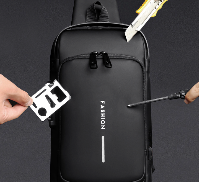 Bolsa de Ombro Antifurto com Carregamento USB - Anti Furto