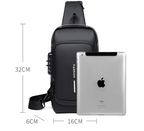 Bolsa de Ombro Antifurto com Carregamento USB - Anti Furto