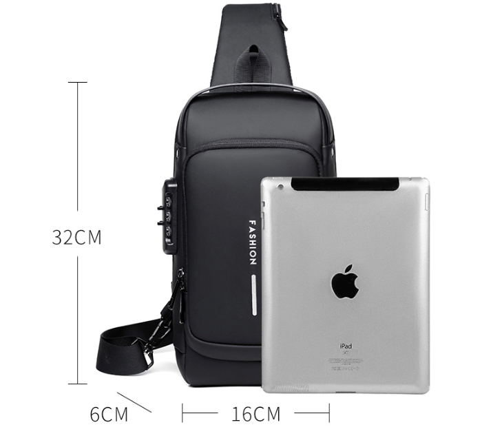Bolsa de Ombro Antifurto com Carregamento USB - Anti Furto