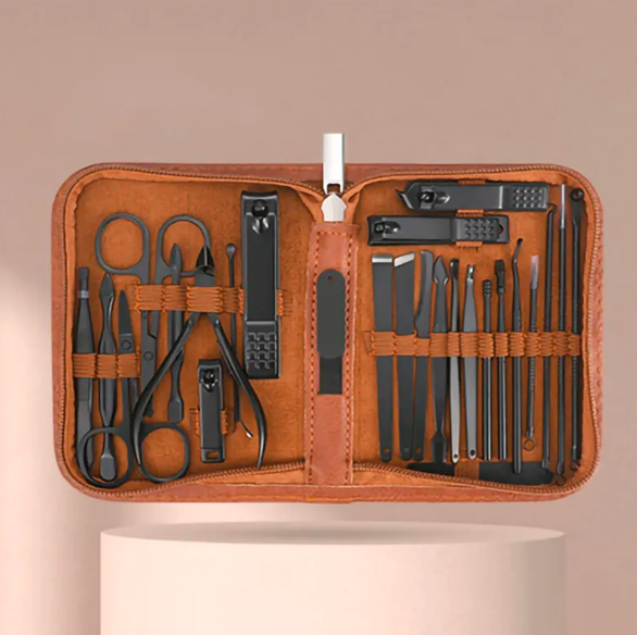 Kit Manicure Profissional MenCare 26 em 1 - Materia em Aço Cirúgico