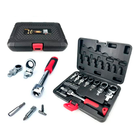 Kit 20 peças Chave Catraca Flex Grip