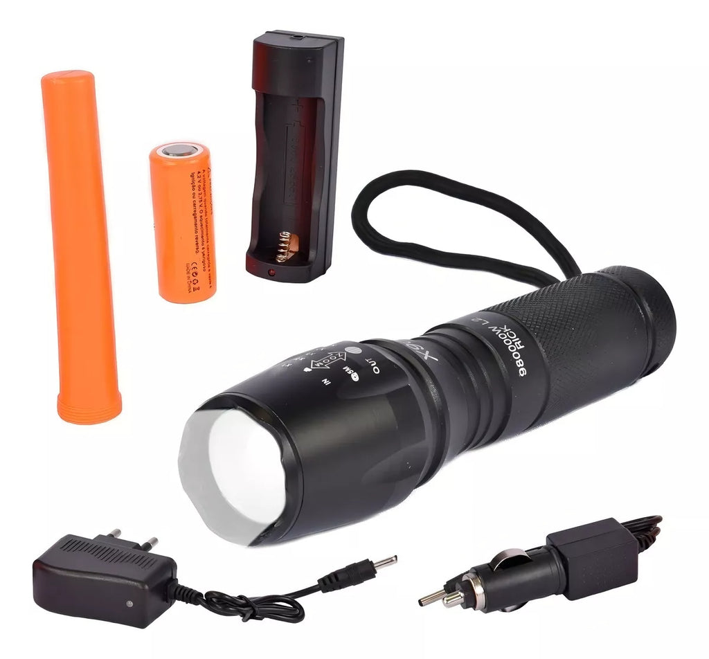 Lanterna Recarregável Tática T900 LED Super Zoom