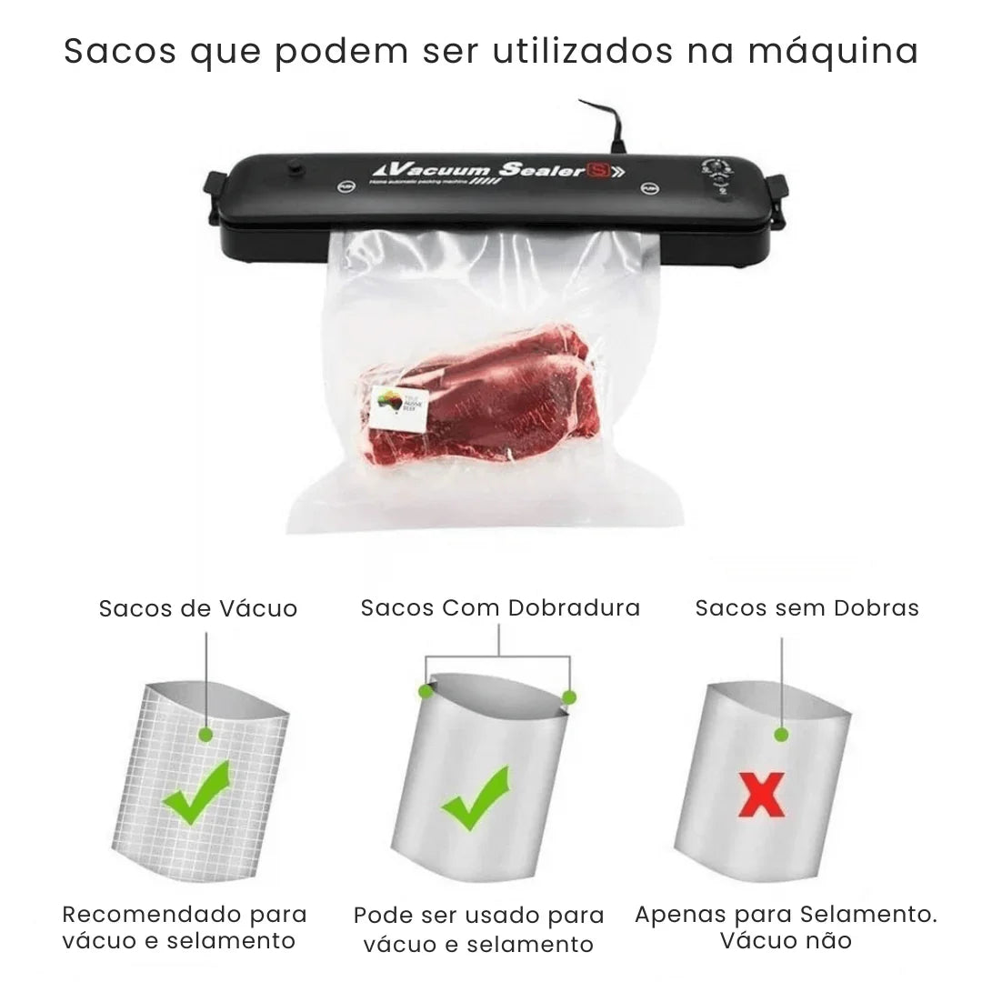 Seladora a Vácuo Automática Portátil - Conserva Alimentos Mais Tempo