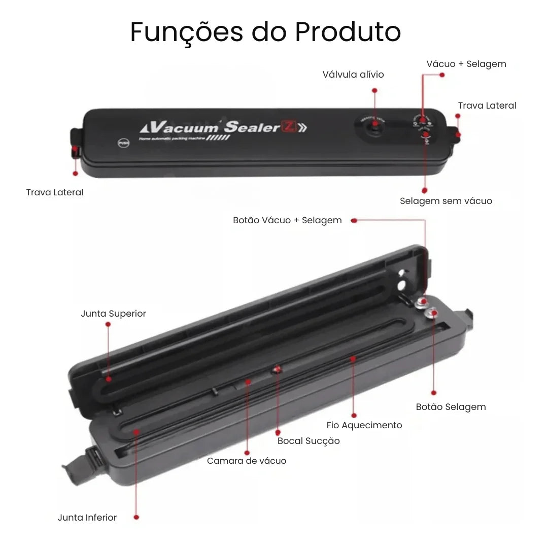 Seladora a Vácuo Automática Portátil - Conserva Alimentos Mais Tempo