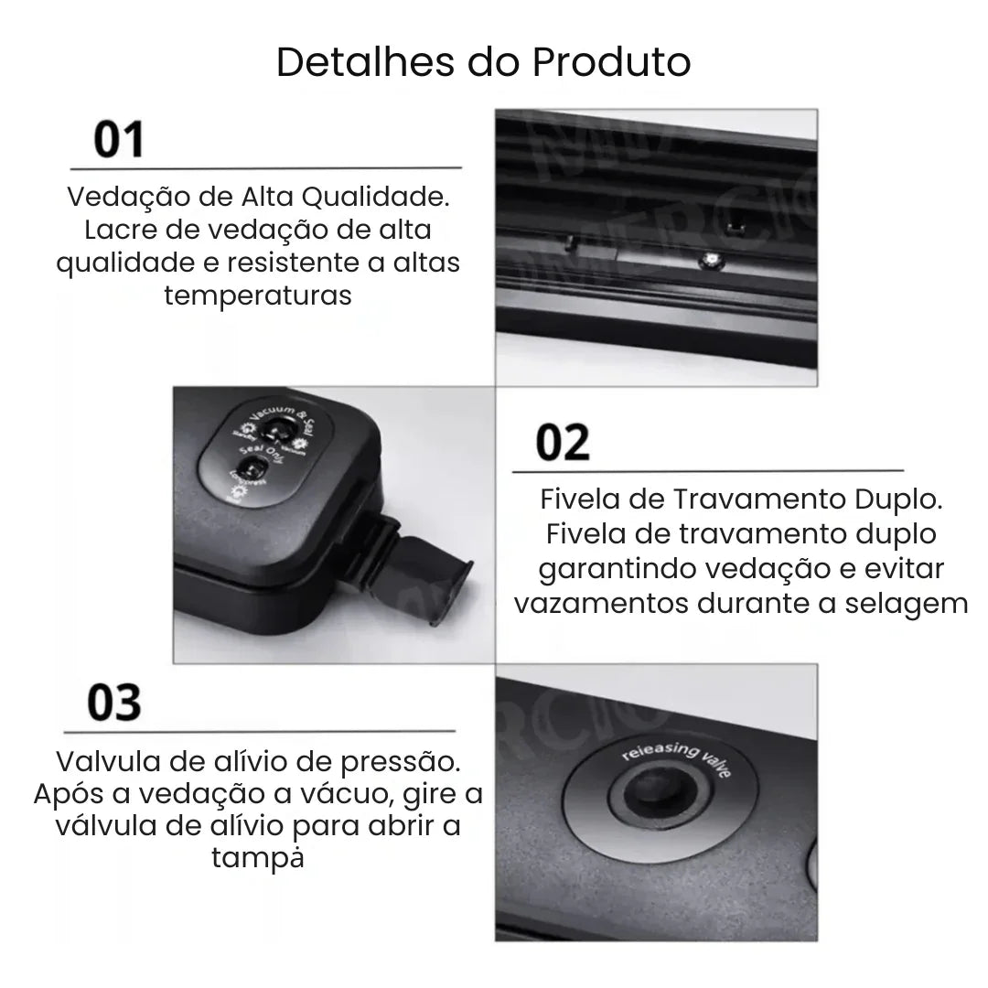 Seladora a Vácuo Automática Portátil - Conserva Alimentos Mais Tempo