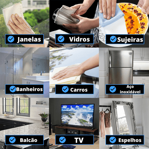 Pano Mágico para Limpeza Multiuso Reutilizável  - Secagem Rápida