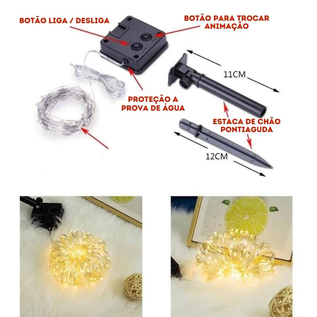 Mangueira de Led com Painel Solar 8 Modos - 5M e 10M