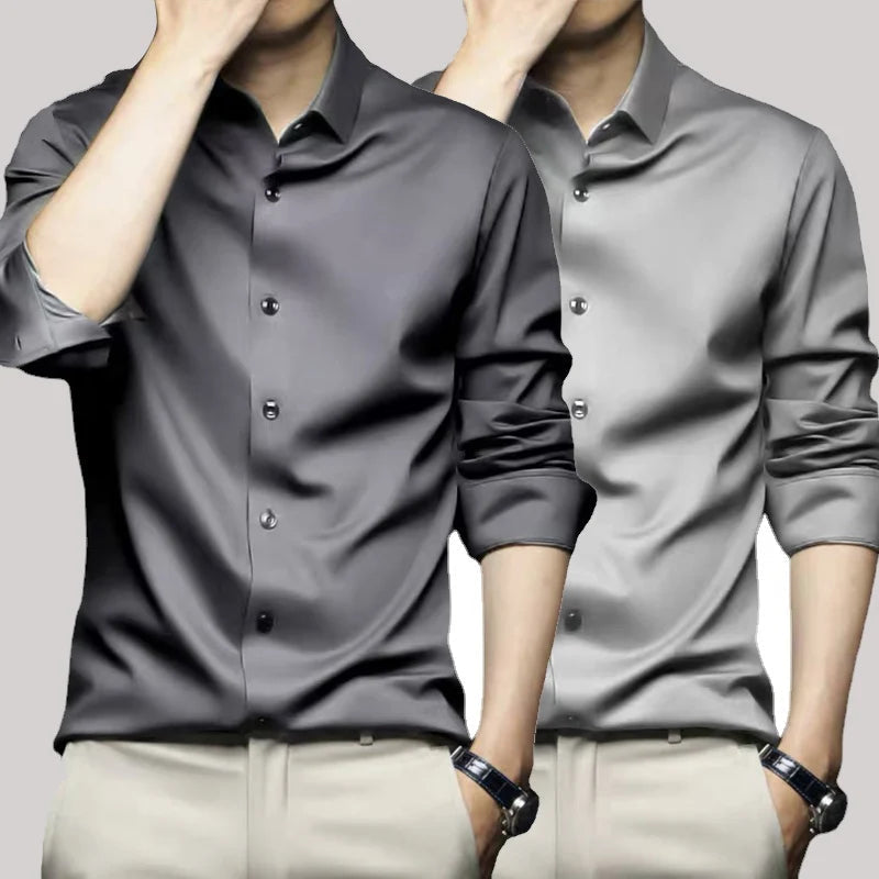 Camisa Social Masculina Anti Amassado - Seda Gelo