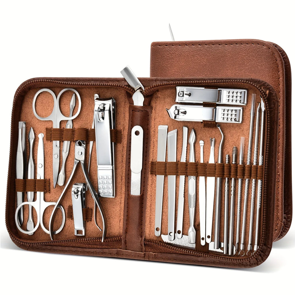Kit Manicure Profissional MenCare 26 em 1 - Materia em Aço Cirúgico