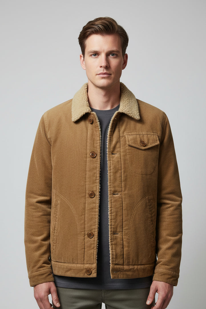 Jaqueta Masculina de Veludo com Interior Forrado