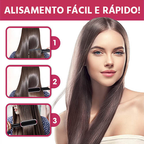Escova Alisadora e Modeladora Elétrica 5 em 1 Bivolt Profissional