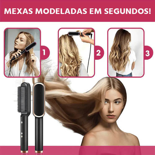 Escova Alisadora e Modeladora Elétrica 5 em 1 Bivolt Profissional