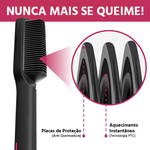 Escova Alisadora e Modeladora Elétrica 5 em 1 Bivolt Profissional