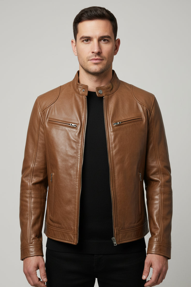 Jaqueta Masculina em Couro PU Estilo Sofisticado e Minimalista